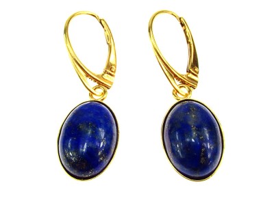 Cercei argint placati cu aur cu lapis lazuli 14x10 MM foto