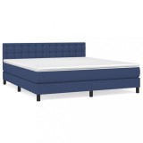 Cumpara ieftin Pat box spring cu saltea, albastru, 180x200 cm, material textil