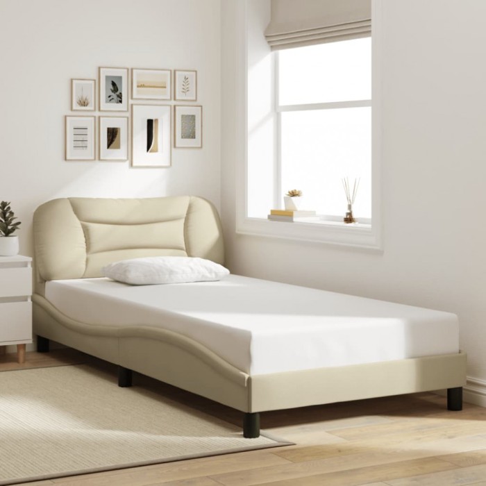 vidaXL Cadru de pat fără saltea, crem, 100x200 cm, textil