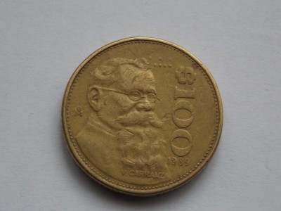 100 pesos 1989 Mexic foto