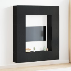 Set dulap TV vidaXL 8 Piese Stejar Negru Lemn Prelucrat, Unita?i TV vidaXL montate pe perete (Set de 2) - Stejar Negru, 80x30x30 cm, Fabricat din Lemn foto