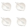 Set 4 Boluri Portelan Pufo Leaf Albe cu Lingurite, Aperitive, Desert, Sosuri, Elegant, Multifunctional