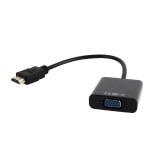 CABLU video SPACER, HDMI (T) la VGA (M), 15cm, rezolutie maxima Full HD (1920 x 1080) la 60Hz, converteste semnal digital HDMI in analog VGA, negru, &quot;