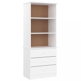 Cumpara ieftin Biblioteca cu sertare &bdquo;ALTA&rdquo;, alb, 60x35x142 cm, lemn masiv pin