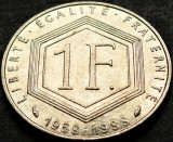 Moneda comemorativa 1 FRANC - FRANTA, anul 1988 * cod 489 B