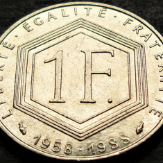 Moneda comemorativa 1 FRANC - FRANTA, anul 1988 * cod 489 B