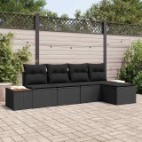 VidaXL Set de canapele pentru grădină 5 pcs Negru 184 x 62 x 85 cm