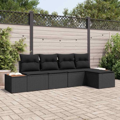 vidaXL Set de canapele pentru grădină 5 pcs Negru 184 x 62 x 85 cm 3356733 foto