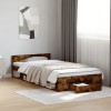 VidaXL Cadru pat cu sertar stejar fumuriu 100x200 cm lemn prelucrat
