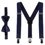 Set Bretele si Papion Copii, Bleumarin, 1-6 Ani, Reglabile, Forma Y, Prindere Metalica