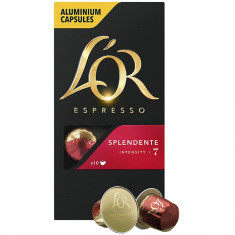 Capsule cafea, L&#039;OR Espresso Splendente, intensitate 7, 10 bauturi x 40 ml, compatibile cu sistemul Nespresso®*, 10 capsule aluminiu
