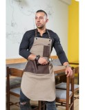 Cumpara ieftin Sort Bartender Ospatar Barber din Bumbac cu Detalii din Piele, Total Pro Beauty
