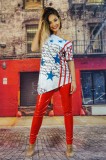 P732-22 Tricou asimteric cu print USA