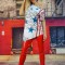 P732-22 Tricou asimteric cu print USA
