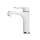 Baterie Lavoar Alama Crom Alb Monocomanda Cartus Ceramic Pipa Fixa