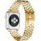 Curea iUni compatibila cu Apple Watch 1/2/3/4/5/6/7, 42mm, Jewelry, Otel Inoxidabil, Gold