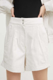 IRO pantaloni scurți din amestec de in culoarea bej, neted, high waist