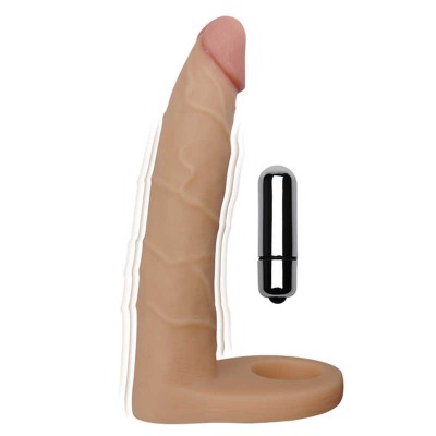 Strap On Inel cu Vibratii The Ultra Soft Double Natural 18 cm foto