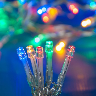 Instalație Lumini Crăciun, LED, 180 Becuri, Multicolor, Cablu Transparent, Lungime 12m, Extensibilă, IP44 foto