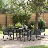 Set de dining de grădină , 7 piese, răchită sintetică neagră