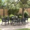 Set de dining de grădină , 7 piese, răchită sintetică neagră