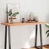 Blat masa lemn stejar 120x60cm, 2-4cm grosime, maro, margine organica, lacuit. DIY, blat inlocuire, aspect rustic.