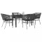 Gossi set de sufragerie de gradina 5 piese neagra sticla poly rattan