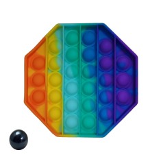 Jucarie antistres, Pop it, silicon, hexagon, 12.5 cm, multicolor, bila inclusa