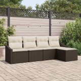 VidaXL Set de canapele pentru grădină 5 pcs Maro Rattan poli 3346678