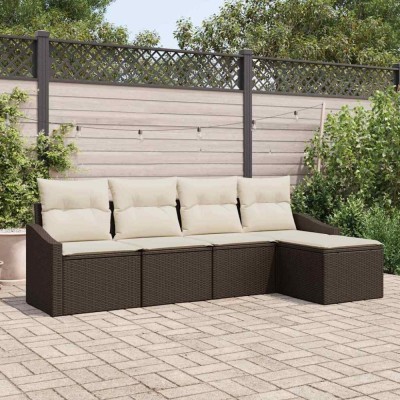 vidaXL Set de canapele pentru grădină 5 pcs Maro Rattan poli 3346678 foto