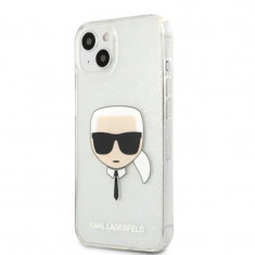 Husa Cover Karl Lagerfeld Full Glitter Karl Head pentru iPhone 13 Silver foto