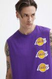 Cumpara ieftin New Era tricou din bumbac barbati, culoarea violet, LOS ANGELES LAKERS