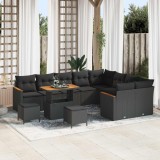 vidaXL Set de canapele pentru grădină 12 pcs Negru Poli Rattan 3365034