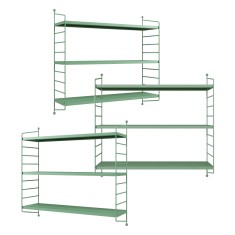 Set 3 buc raft perete Str&amp;auml;ngn&amp;auml;s 50x60x15cm otel verde pastel [en.casa] HausGarden Leisure foto