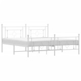 Cumpara ieftin Cadru de pat metalic cu tablie de cap/picioare, alb, 183x213 cm