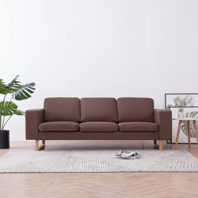 vidaXL Canapea cu 3 locuri, maro, material textil foto