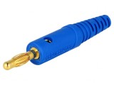 Mufă banană albastră 4mm 10A 2mm cablu
