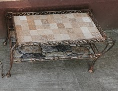 veche masuta cafea fier forjat decor gradina, suport etajera ptr flori, diverse