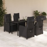 VidaXL Set mobilier de grădină cu perne, 5 piese, negru, poliratan