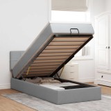 Cumpara ieftin Cadru de pat otoman cu saltea țesătură gri deschis 90x190cm