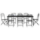 Cumpara ieftin Set de masa pentru gradina, 9 piese, plasa metalica antracit