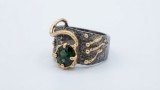Cumpara ieftin Inel Statement din Argint 925 Patinat, Stil Artizanal cu Zirconia Verde