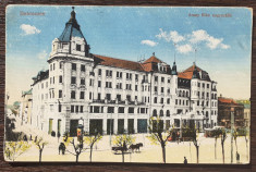 (93) CARTE POSTALA UNGARIA - DEBRECZEN - HOTELUL TAURUL DE AUR - CIRCULATA -1918 foto