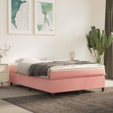 VidaXL Pat box spring cu saltea, roz, 140x200 cm, catifea