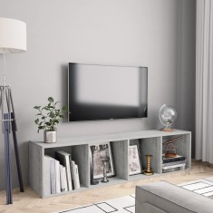 Bibliotecă/Comodă TV, gri beton, 143x30x36 cm