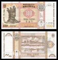 MOLDOVA █ bancnota █ 100 Lei █ 2015 █ P-25 (2) █ Semnatura: Armasu █ UNC