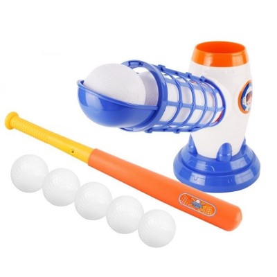 Joc de baseball interactiv, lansator flippy, aruncare prin buton de lansare pe bata, include bata si 5 mingii, 37 x 23 x 16 cm baza, 59 cm bata, multi foto