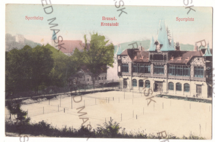 5106 - BRASOV, tennis courts, Romania - old postcard - unused