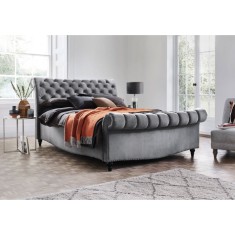 Pat Misterio 180x200 cm Tapitat Catifea Gri Somiera Inclusa (cod AF 3589-60)