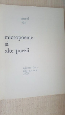 Micropoeme si alte poezii- Aurel Rau foto